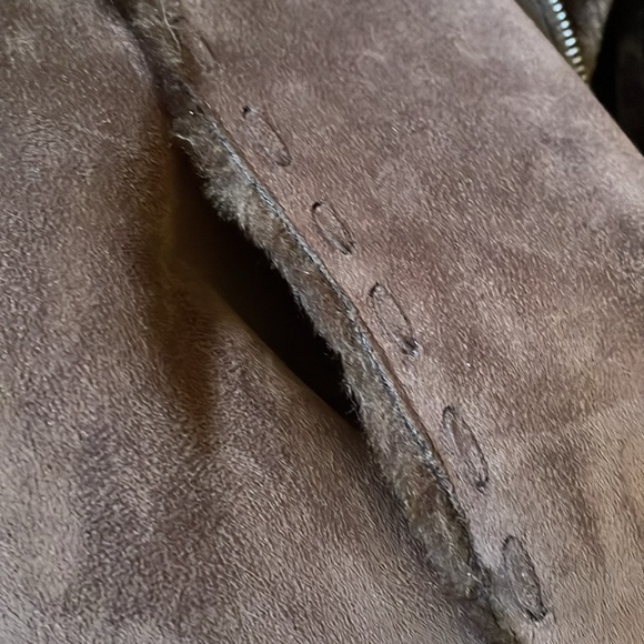 Pristine USA faux fur lined Suede Sherpa brown jacket size L - Picture 13 of 13